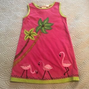 Flamingo/palm Tree Embroidered Dress 3T
